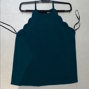Forest Green Scalloped Halter Top